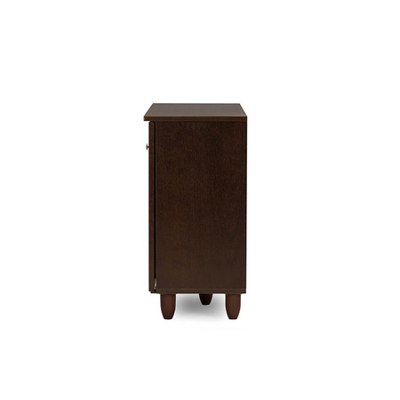 Baxton Studio Winda 3-Door Dark Brown Wooden Entryway Shoes Storage Cabinet 118-6514